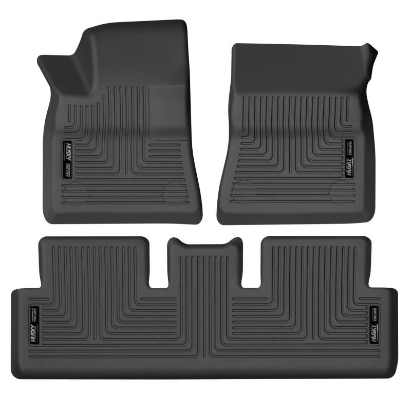 Tesla 3 Floor Liners - Front + Rear - Husky Liners - WeatherBeater - Black - `17-`21 Tesla 3 Floor Liners - Front + Rear - Husky Liners - WeatherBeater - Black - `17-`21
